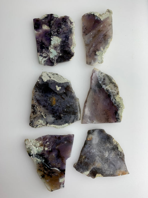 6 Pieces ! Rare Dendritic Purple Chalcedony Slabs - From Mexico