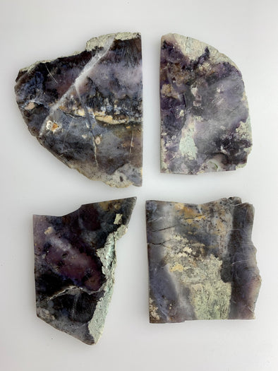 4 Pieces ! Rare Dendritic Purple Chalcedony Slabs - From Mexico
