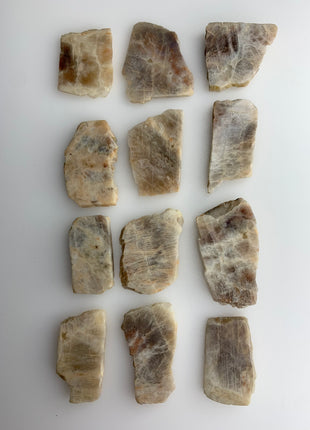 12 Pieces ! Moonstone With Sunstone Slabs - India