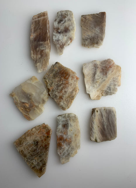 9 Pieces ! Moonstone With Sunstone Slabs - India