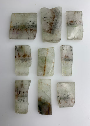 9 Pieces ! Cacoxenite in Green Chlorite Quartz Slabs - From Brazil