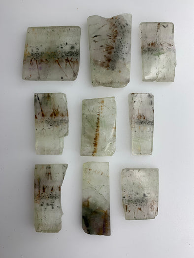 9 Pieces ! Cacoxenite in Green Chlorite Quartz Slabs - From Brazil