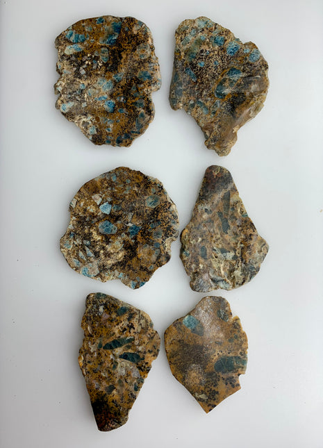6 Pieces ! Rare Blue Apatite With Dendritic Slabs - From Brazil