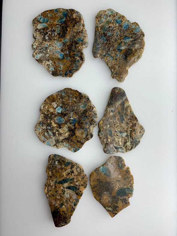 6 Pieces ! Rare Blue Apatite With Dendritic Slabs - From Brazil