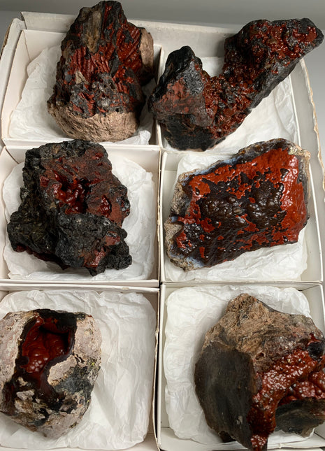 6 Pieces ! Red Crater Agate Geodes Lot - 1.6 KGS !