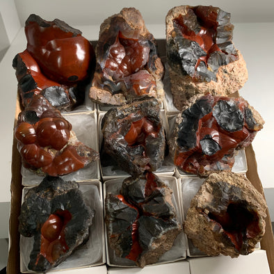 9 Pieces ! Red Crater Agate Geodes Lot - 2.4 KGS !