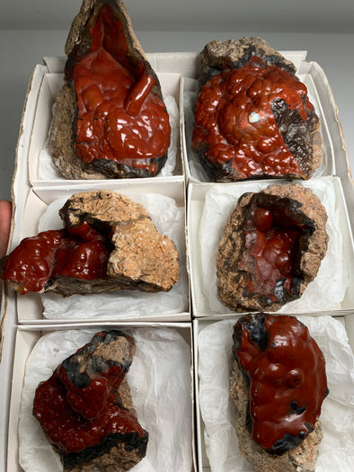 6 Pieces ! Red Crater Agate Geodes Lot - 2 KGS !