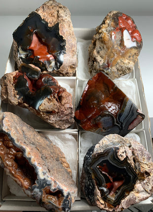 6 Pieces ! Red Crater Agate Geodes Lot Uv-Reactive - 4 KGS !