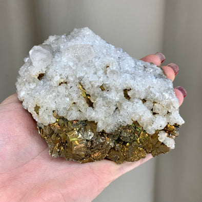 Snowy Calcite with Iridescent Pyrite - From Trepca Mine, Kosovo