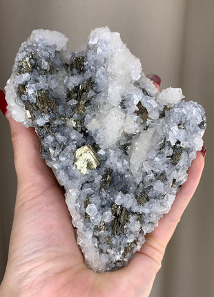 Very Bright Calcite with Pyrite - From Trepca Mine, Kosovo