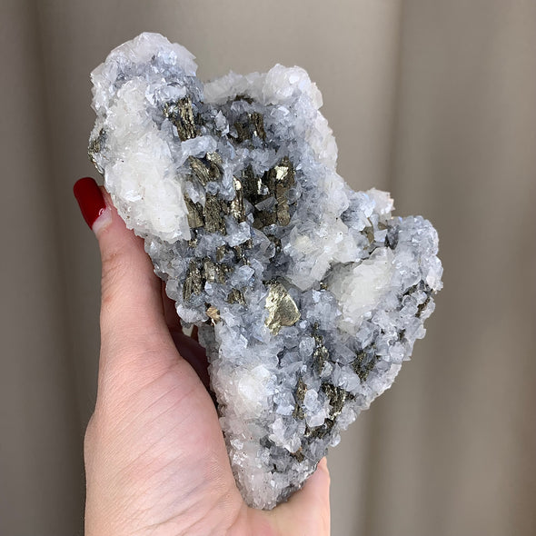 Very Bright Calcite with Pyrite - From Trepca Mine, Kosovo