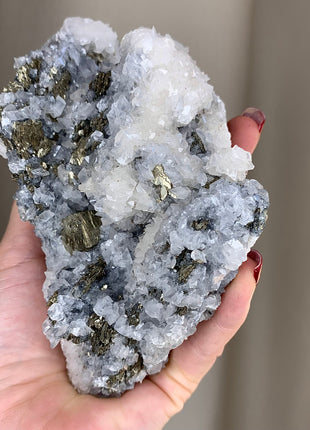 Very Bright Calcite with Pyrite - From Trepca Mine, Kosovo