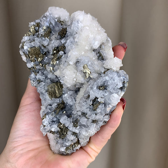 Very Bright Calcite with Pyrite - From Trepca Mine, Kosovo
