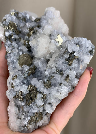 Very Bright Calcite with Pyrite - From Trepca Mine, Kosovo