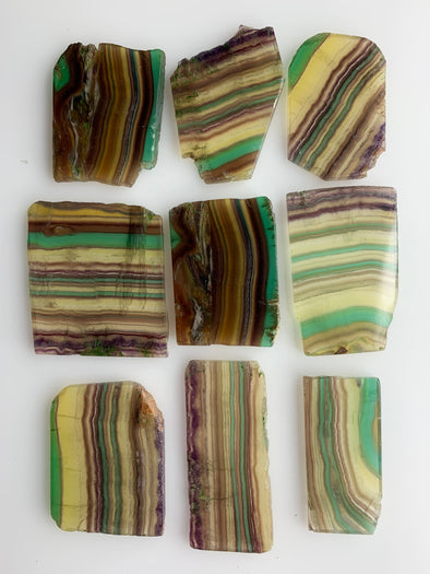 9 Pieces ! Very High Grade Rainbow Fluorite Slabs