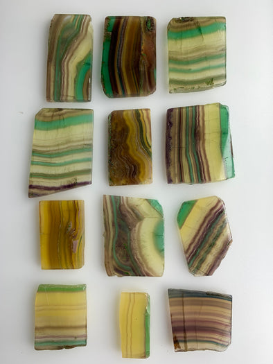 12 Pieces ! Very High Grade Rainbow Fluorite Slabs