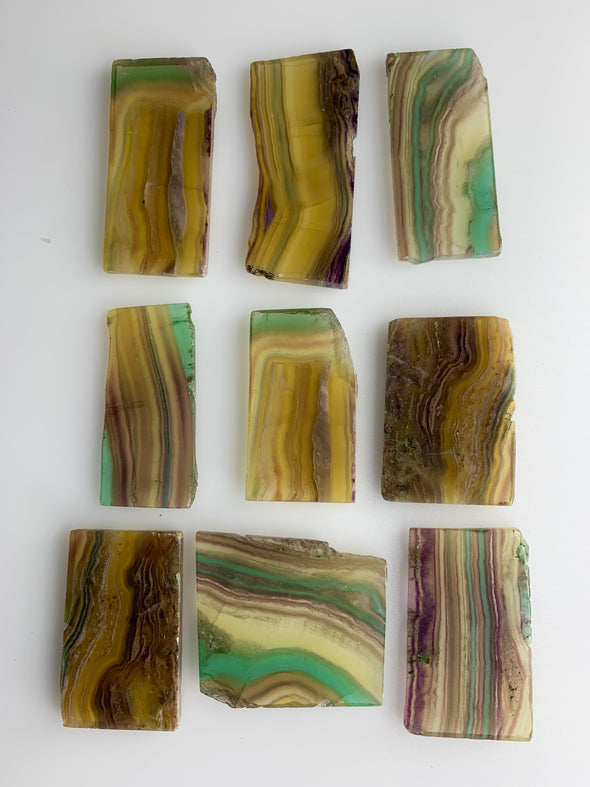 9 Pieces ! Very High Grade Rainbow Fluorite Slabs
