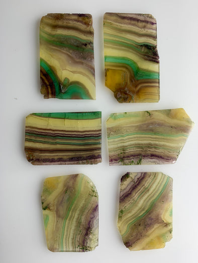 6 Pieces ! Colorful Rainbow Fluorite Slabs