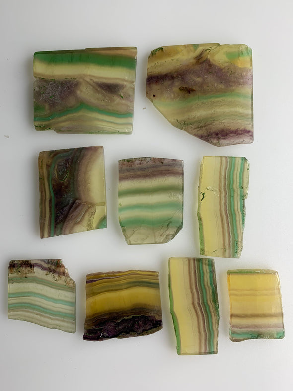 9 Pieces ! Rainbow Fluorite Slabs