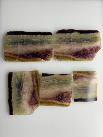 5 Pieces ! Colorful Rainbow Fluorite Slabs