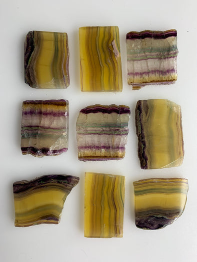 9 Pieces ! Colorful Rainbow Fluorite Slabs