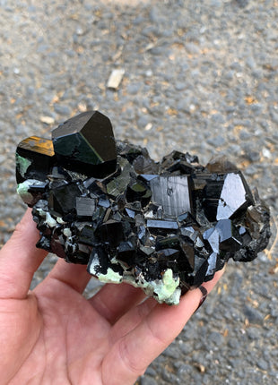 Black Tourmaline With Smoky Quartz and Hyalite Opal - From Erongo, Namibia