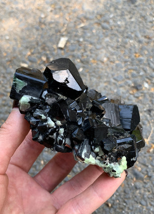 Black Tourmaline With Smoky Quartz and Hyalite Opal - From Erongo, Namibia