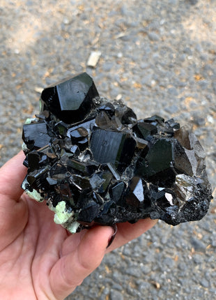 Black Tourmaline With Smoky Quartz and Hyalite Opal - From Erongo, Namibia