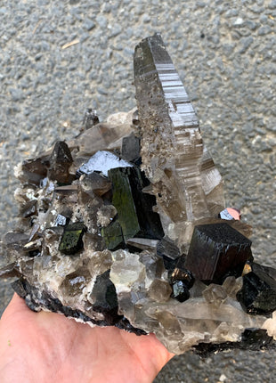 Black Tourmaline With Smoky Quartz - From Erongo, Namibia