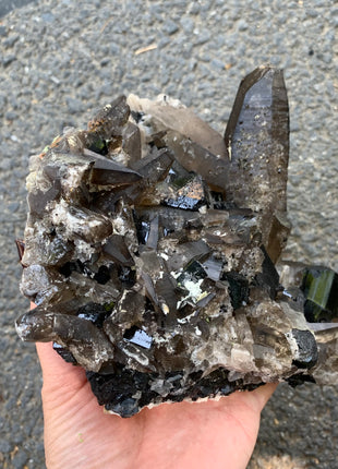 Black Tourmaline With Smoky Quartz - From Erongo, Namibia