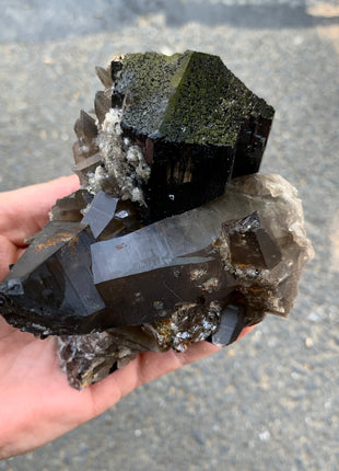 Black Tourmaline With Smoky Quartz - From Erongo, Namibia