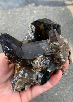 Black Tourmaline With Smoky Quartz - From Erongo, Namibia