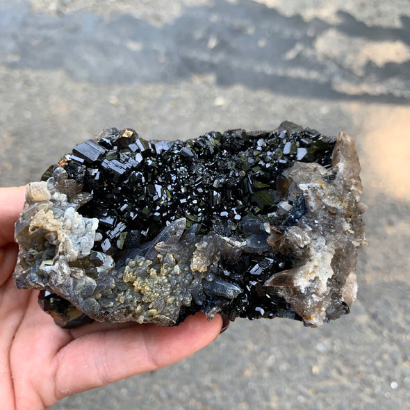 Very Lustrous Black Tourmaline With - From Erongo, Namibia