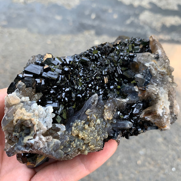 Very Lustrous Black Tourmaline With - From Erongo, Namibia