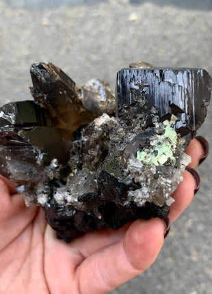 Black Tourmaline With Smoky Quartz - From Erongo, Namibia DWS