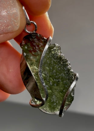 Green Moldavite 925 Silver Pendant PM1755