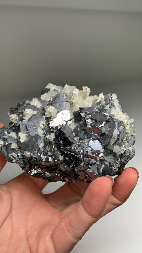 Silvery Galena With Calcite and Quartz Flowers - From Rhodope Mountains, Bulgaria